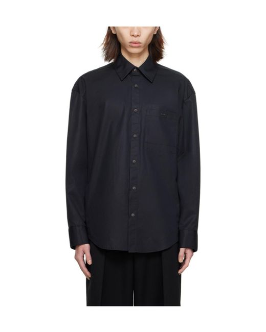 Wooyoungmi Black Point-Neck Long-Sleeved Shirt for men