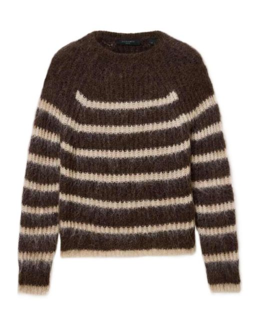AllSaints Brown Wool-Blend Stripe Riga Sweater