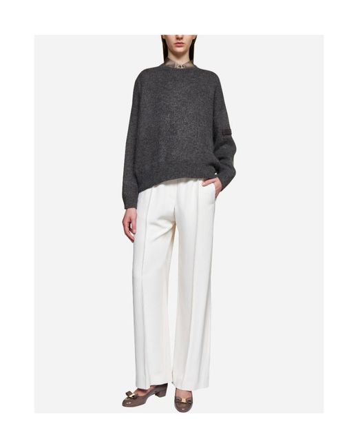 Brunello Cucinelli Gray Mohair-Blend Long-Sleeved Jumper