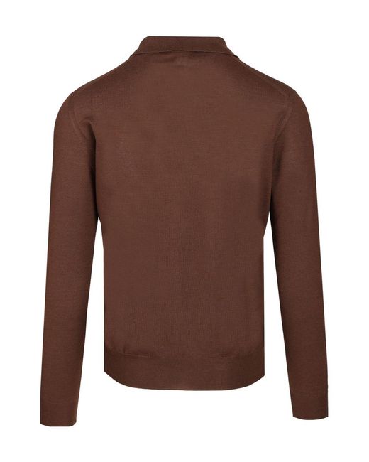 Fedeli Brown Long-Sleeved Sweater for men