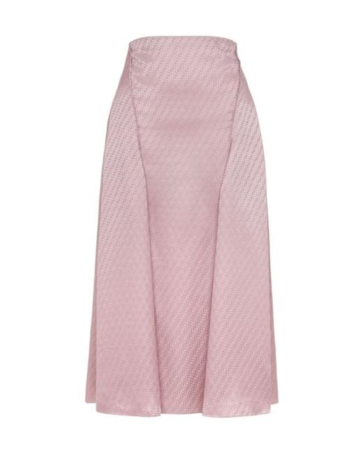 Fendi Pink Mauve Ff Silk Skirt