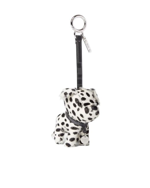 Fendi White Ito Dog-Motif Leather Keyring for men