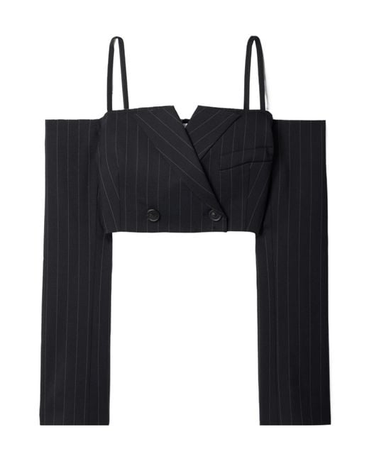Monse Black Twill Fabric Cropped Jacket