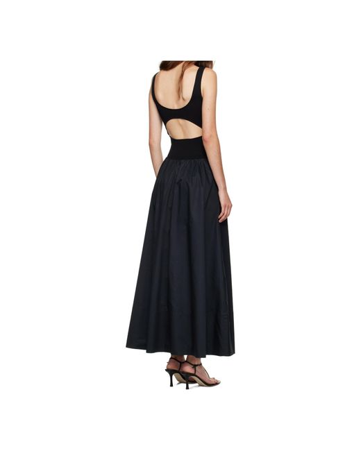 St. Agni Black Panelled Ribbed Maxi Dress