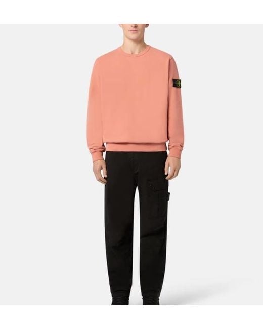Stone Island Pink Compass-Patch Crewneck Sweatshirt for men