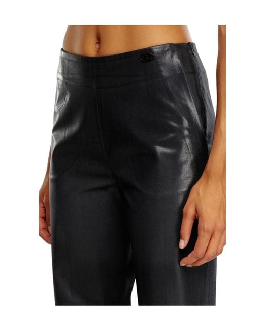 DIESEL Black P-Olaris Front Coated Pinstripe Pants