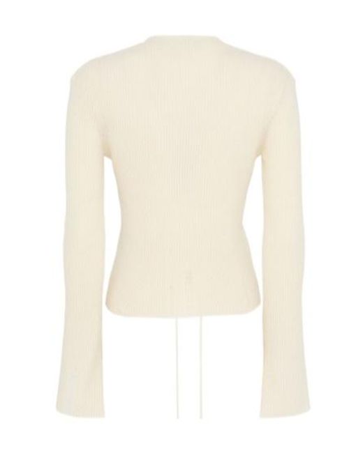 Ann Demeulemeester White Fanja Serafino Cropped Lace-Up Sweater