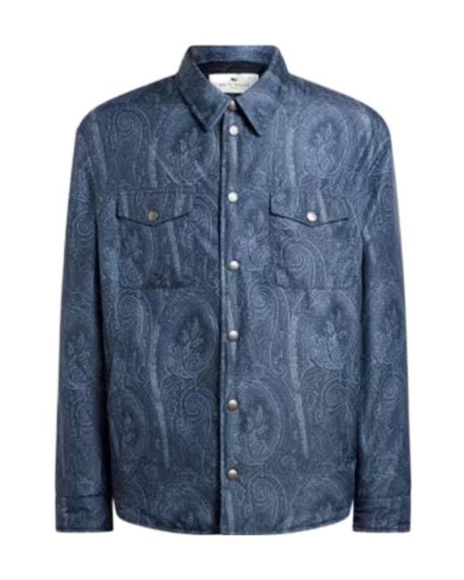 Etro Blue Paisley Overshirt for men
