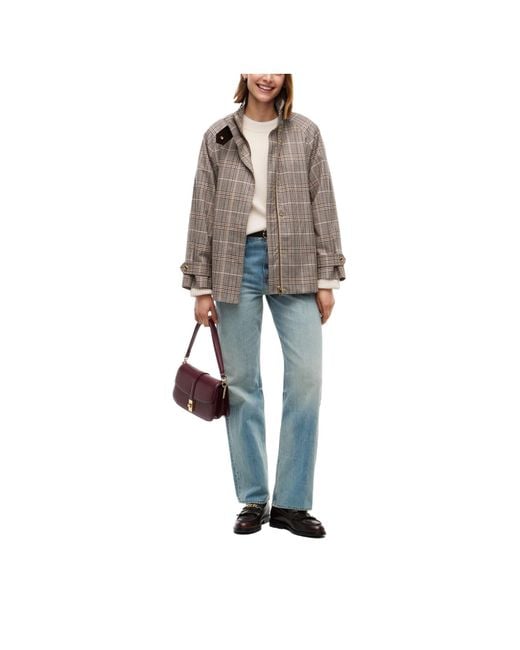 Tommy Hilfiger Gray Plaid Stand-Collar Short Jacket