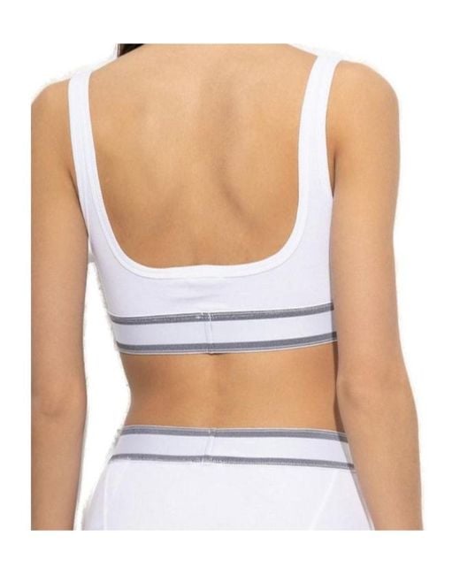 Versace White Ribbed Bralette