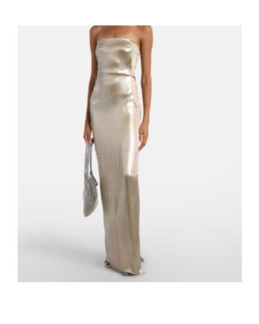 Galvan Natural Strapless Satin Bustier Gown