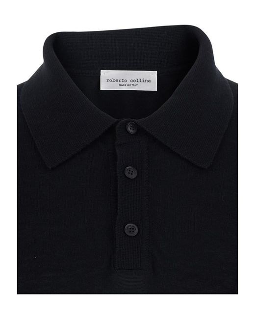 Roberto Collina Black Mya Knitted Polo Shirt for men