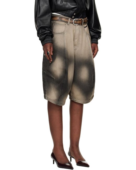 Lu'u Dan Green Puffa Denim Shorts for men
