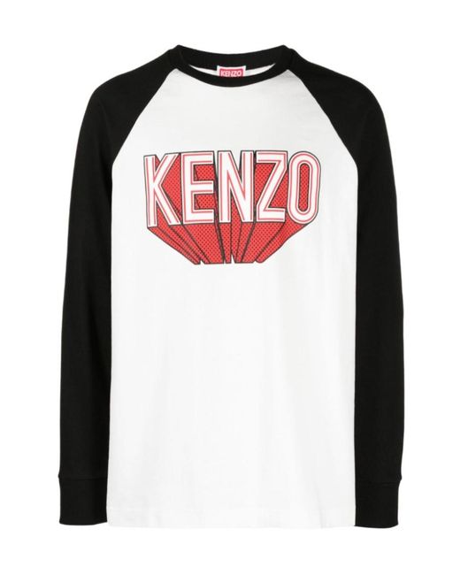 KENZO Black Logo-Printed Long Sleeved T-Shirt for men