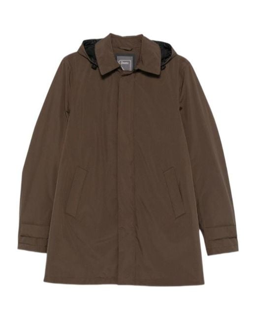 Herno Brown Hooded Down Jacket for men