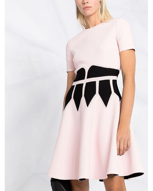 McQueen Pink Round-Collar Short-Sleeve Dress