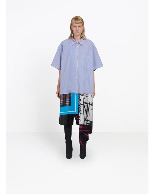 Balenciaga Blue Scarf Shirt Dress