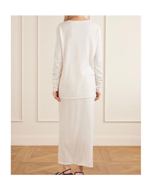 Lisa Yang White Two-Piece Set Of Long-Sleeved Knit Top And Skirt