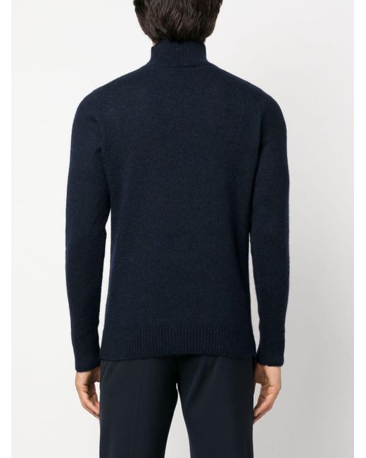Lardini Blue Fine-Knit Roll-Neck Jumper for men