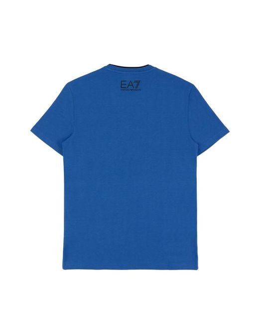 EA7 Blue Logo T-Shirt With Round Neck for men