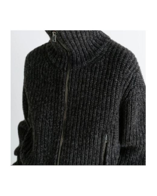 Lemaire Black Zip-Up Knitted Cardigan