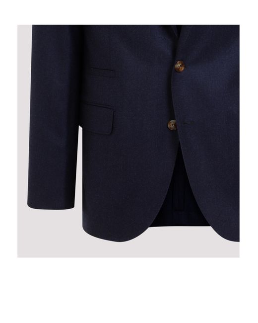 Brunello Cucinelli Blue Single-Breasted Long-Sleeved Blazer for men