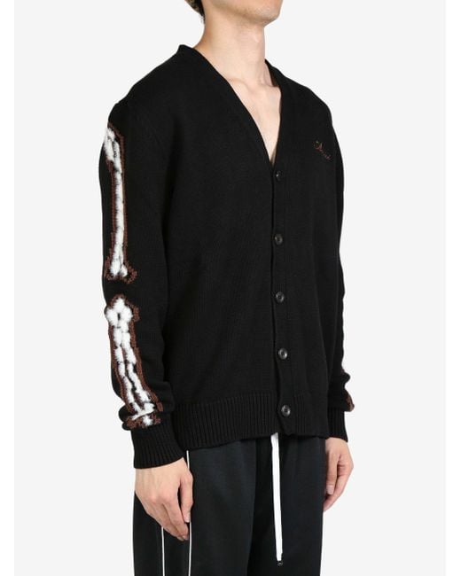 Amiri Black Leopard Bones Knitted Cardigan for men