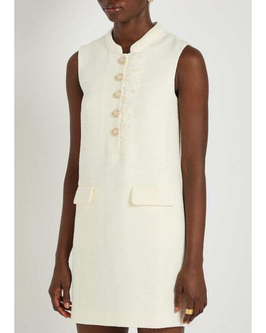 Self-Portrait White Tailored Bouclé Mini Dress