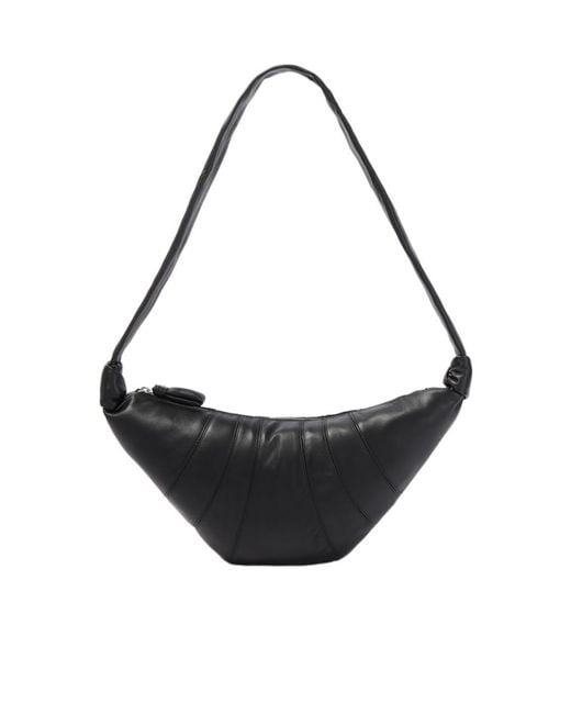 Lemaire Black Croissant Medium Leather Shoulder Bag for men