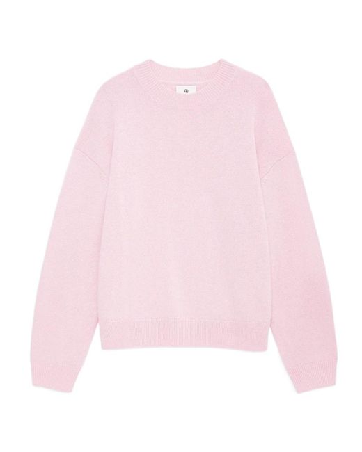 Anine Bing Pink Lee Crew-Neck Sweater