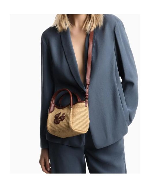 Emporio Armani Brown Top-Handles Logo-Detail Bag