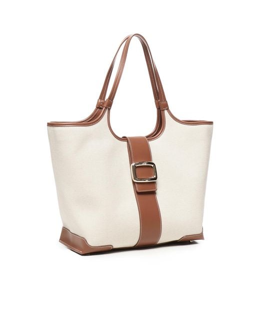 Roger Vivier White Buckle Detailed Shopping Bag