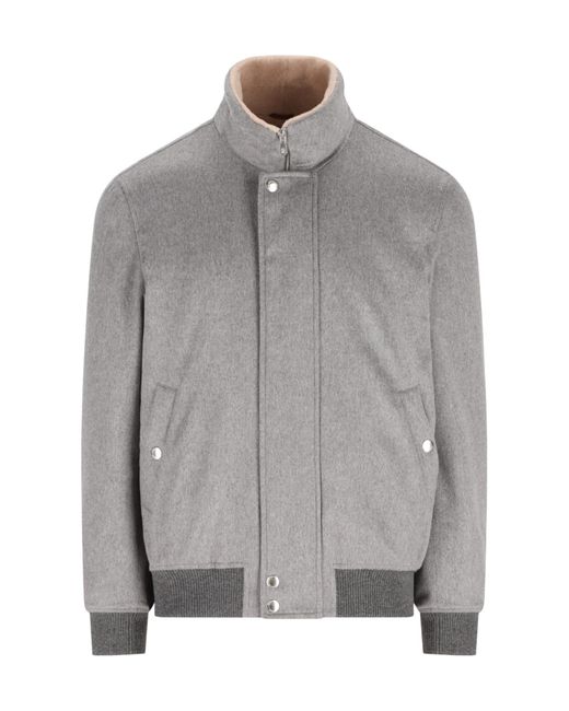 Brunello Cucinelli Gray Funnel-Neck Zip Jacket for men