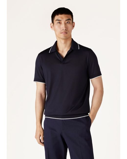 Loro Piana Black Waitaki Polo-Collar T-Shirt for men