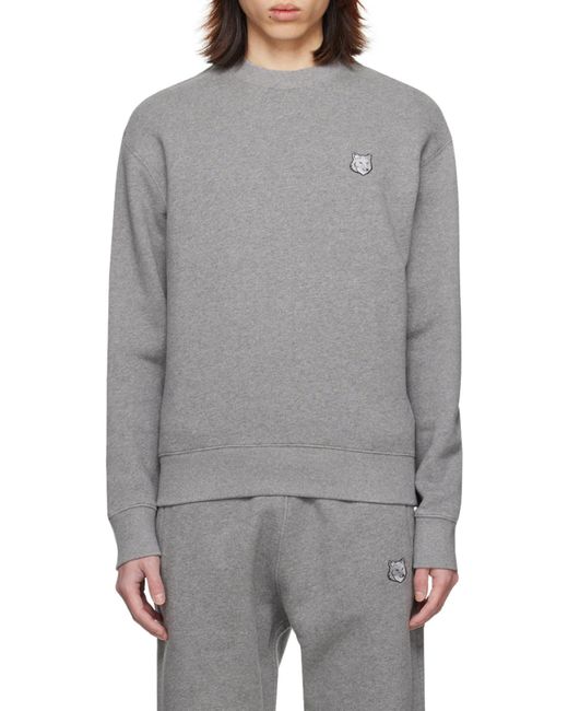 Maison Kitsuné Gray Maison Kitsuné Fox Head Patch Crewneck Sweatshirt for men