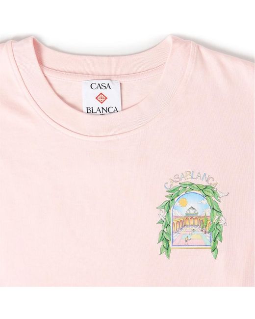 Casablanca Pink Graphic Cotton L'Arche Tennis Club T-Shirt for men