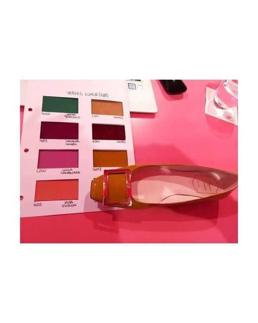 Roger Vivier Pink Flat-Bottomed Shallow Mouth Ballet Shoes