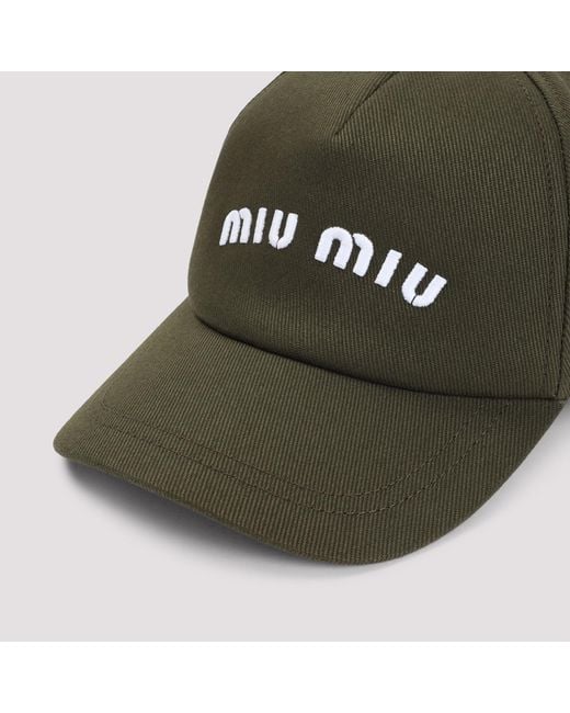 Miu Miu Green Drill Logo-Embroidered Baseball Cap