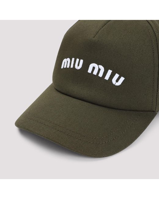 Miu Miu Green Drill Logo-Embroidered Baseball Cap