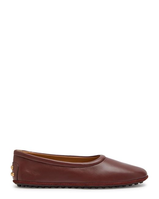 Tod's Brown Studded Flat Shoes