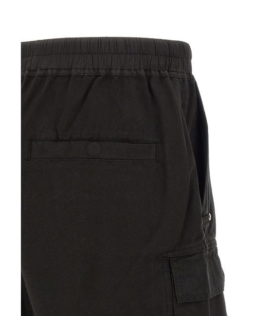 Rick Owens Black Cargobela Drawstring Bermuda Shorts for men