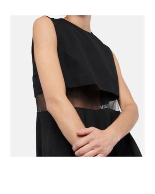 Comme des Garçons Black Mesh-Trimmed Wool Midi Dress