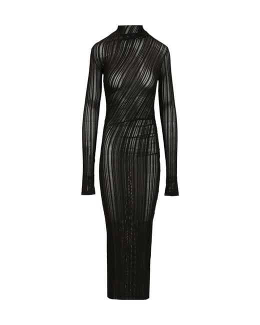 Amazuìn Black Olga Ribbed Long Dress