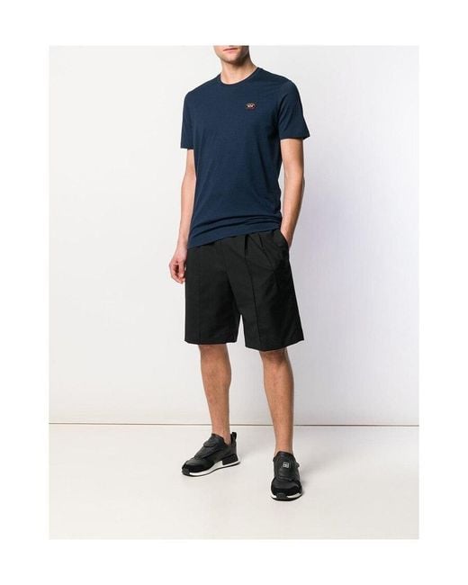 Paul & Shark Blue Logo-Patch Round Neck T-Shirt for men