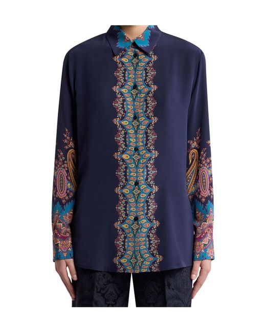Etro Blue Paisley-Print Buttoned Shirt