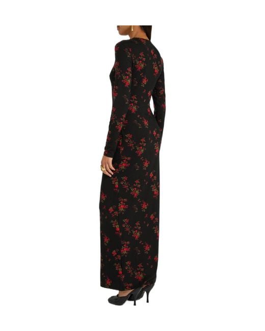 Reformation Black Tommie Floral Stretch-Jersey Maxi Dress