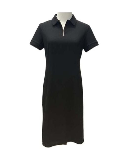 Burberry Women's Black Check Trim Cotton Polo Shirt Dress