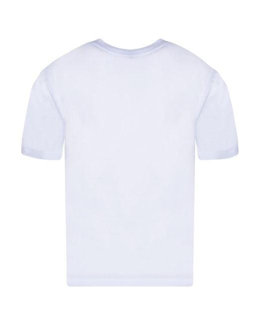 MSGM White Logo Printed Crewneck T-Shirt