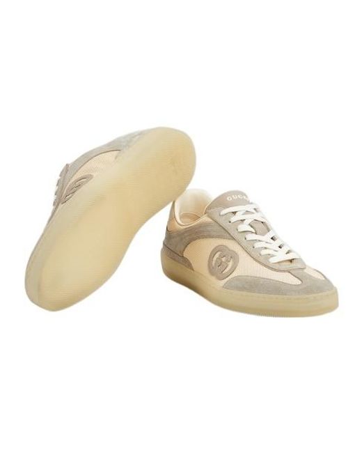 Gucci White G75 Logo Patch Lace-Up Sneakers for men
