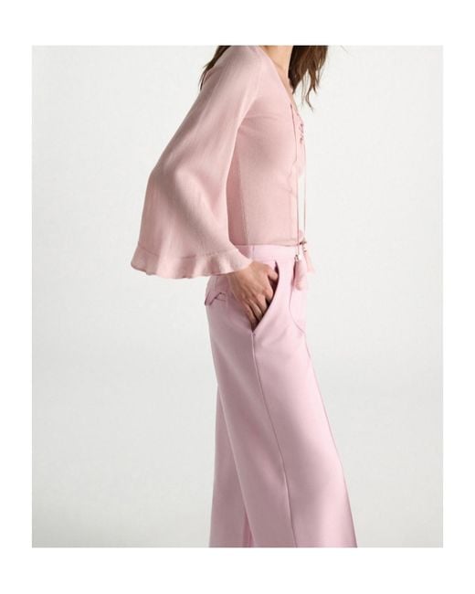 Dorothee Schumacher Pink Refined Essentials Lace-Up Flared-Sleeve Sweater